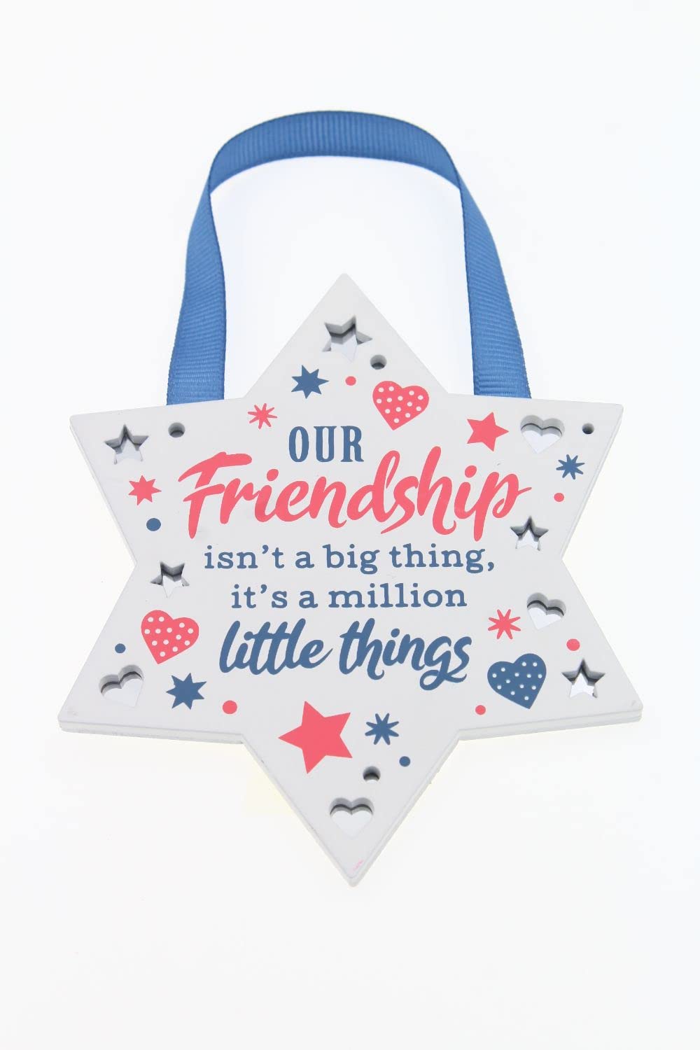 Our Friendship Reflective Words Hanging Plaque with Ribbon Wooden Hanger Gift 00200040005