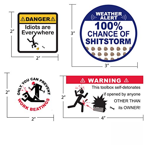Funny Warning Toolbox Sticker Decals Pack Waterproof Vinyl Best