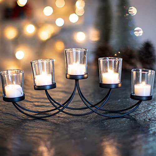 Briarwood Black Metal Votive Candelabra, Decorative Candle Centerpiece