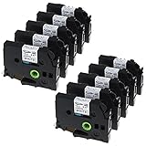 Anycolor 10 Pack Compatible Brother P-touch Label Maker Tape TZe 231 TZ 231 Laminated Black on White TZ Tape for Brother Labeler PT-D210 PT-H100 PT-D400 PT-D600 PT-P700, 1/2 Inch (12mm) x 8m (26.2ft)