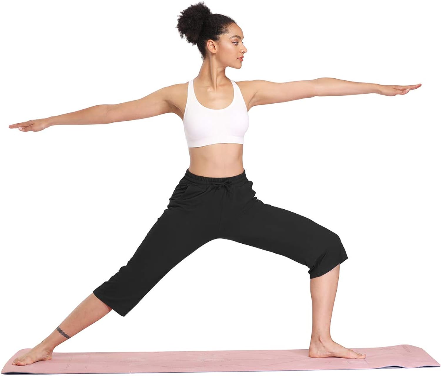 DIBAOLONG Womens Yoga Pants Capri Wide Leg Comfy Drawstring Loose Lounge Workout Pants with Pockets: Clothing