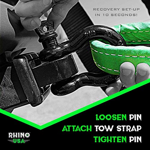 Rhino USA Shackle Hitch Receiver (Fits 2" Receivers) Best Towing Accessories for Trucks, Jeep, Toyota & More - Connect Your Rhino Tow Strap for Vehicle Recovery, Mounts to 2" Receiver Hitches - Image 5