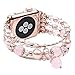 TOMAZON Bracelet Bands Compatible for Apple Watch 42mm 44mm 45mm iWatch Series SE 7 6 5 4 3 2 1, Fashion Handmade Elastic Dressy Crystal Pearl Wristbands for Women, Pink