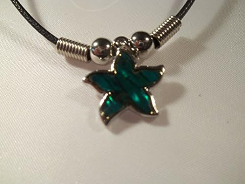 Paua Shell Necklace - Star Necklace - Black Cord Necklace - Surfers Necklace - Star Shell Necklace -