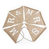 Pixnor 6 pcs Vintage Affair MR and MRS Hessian Burlap Bunting Wedding or Party Decoration Banner Brown