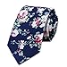Secdtie Men's Skinny Tie Fashion Causal Cotton Floral Printed Linen Necktie (One Size, Navy blue)