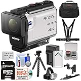 Sony Action Cam FDR-X3000 Wi-Fi GPS 4K HD Video Camera Camcorder with Chest & Helmet Mounts + 64GB Card + Battery & Charger + Case + Tripod + Kit