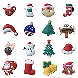 16pcs Santa Claus Christmas Day Present Shoe Charms for Croc & Jibbitz Bracelet Wristband Kids Party Birthday Gifts