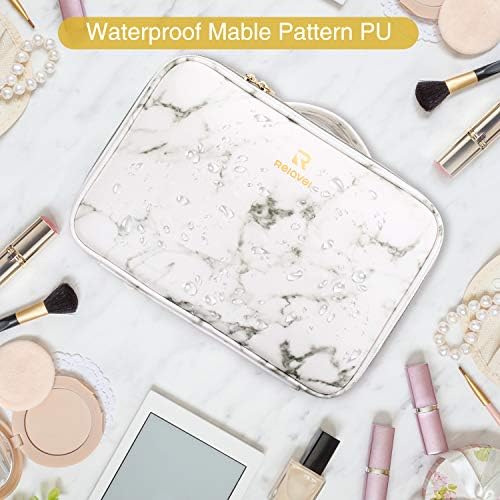 Relavel Marble Makeup Bag Small Cosmeticbag Travel Train Case Portable Cosmetic Artist Storage Bag with Adjustable Dividers for Cosmetics Makeup Brushes (Marble White) 4 Relavel Marble Makeup Bag Small Cosmeticbag Travel Train Case Portable Cosmetic Artist Storage Bag with Adjustable Dividers for Cosmetics Makeup Brushes (Marble White)