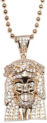 Mega Jewellery Rose Gold Plated Micro Jesus Piece Iced Out with 30 inch ball chain