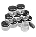 TOPWEL 10PCS 20 Gram Refillable Black Plastic Screw Cap Lid with Clear Base Empty Plastic Container Jars for Nail Powder Bottles Eye Shadow Container Lot Powder Container