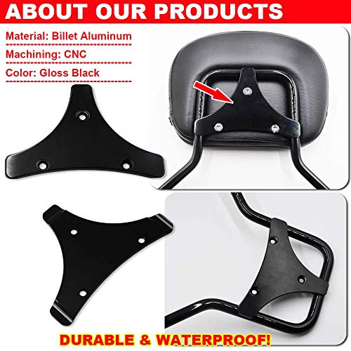 Triple Polished Gloss Black Passenger Sissy Bar w/Backrest Pad & 4 Point Docking Hardware Kit For Harley Davidson Touring Street Glide Road King Road Glide Electra Glide 2014-2019