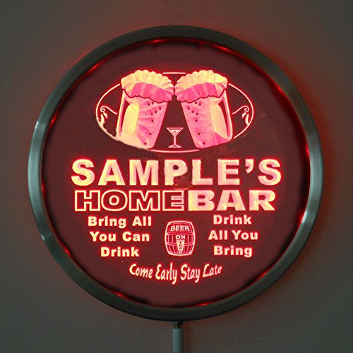 rs-p-tm-c Name Personalized Custom Home Bar Beer Round LED Sign 10" Diameter Multicolor with Remote Control
