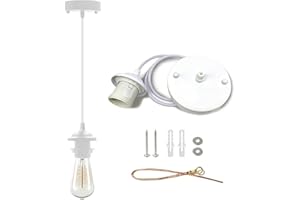 VTYXCTIGJ Industrial Mini Pendant Light Kit, Edison Retro Pendant, UL E26 Lamp Socket Vintage Pendant Light Cord, Mini Ceiling Hanging Light Fixtures, Adjustable Hanging Light Kit for Kitchen (White)