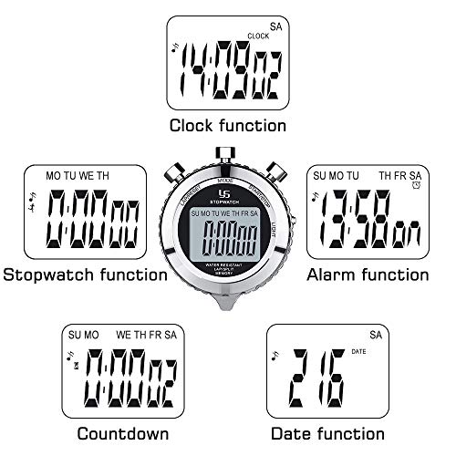 LAOPAO Stopwatch, 1/100 Seconden Precisie 2 Herinneringen Dagelijks Waterdicht met Lichtfunctie en Mute Modus voor… - Image 3