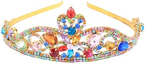 Stuffwholesale Luxury Golden Headband Colorful Rhinestone Crown Tiara for Wedding Prom Party Decor (#1)