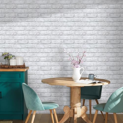 COMSTICKC 3D Adhesive Red Brick Wall Panels, 30 x 30 cm, PVC Self-Adhesive Wall Panels 3D Stone Decoration for Kitchen, Bathroom, Balcony