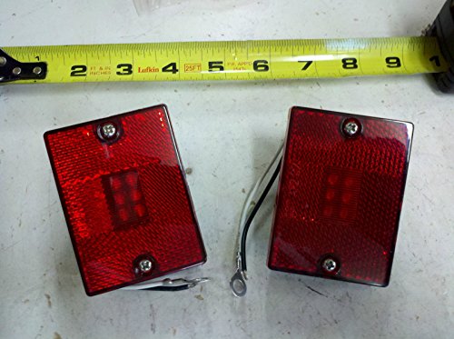 yan_(2) LED RED Rectangle Sealed Clearance Side Marker Light Trailer Truck Stud