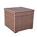 Patiorama Outdoor Patio Wicker Storage Deck Box & Garden Bench Deck Box with White Seat Cushion, Espresso Brown,Aluminum Frame