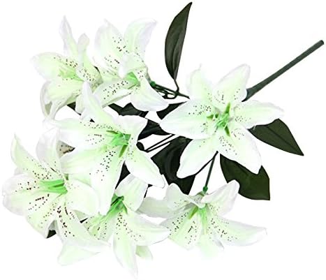 gloednApple Artificial Lilies Flowers, 1 Bouquet 10 Heads Silk Floral Silk Flower Garland Party Wedding Home Decor (White)