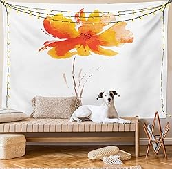 Ambesonne Watercolor Flower Tapestry, Single Poppy