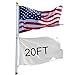 Yeshom 20ft Telescopic Aluminum Flag Pole Free 3'x5' US Flag & Ball Top Kit 16 Gauge Telescoping Flagpole Fly 2 Flags primary