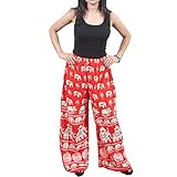 Bohemian Women Pajama Pants Orange Animal Print Wide Leg Gauchos