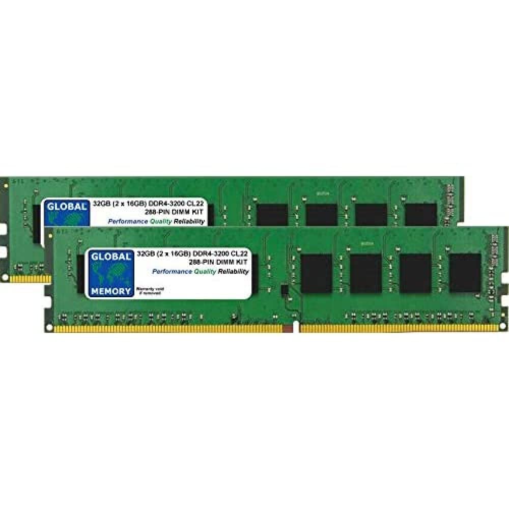32GB (2 x 16GB) DDR4 3200MHz PC4-25600 288-PIN DIMM MEMORY RAM KIT COMPATIBLE WITH PC DESKTOPS/MOTHERBOARDS