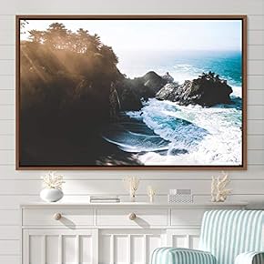 signwin Framed Canvas Wall Art Coastal Scenery Aerial...