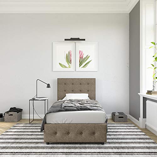 DHP Cambridge Upholstered Faux Leather Platform Bed with Wooden Slat