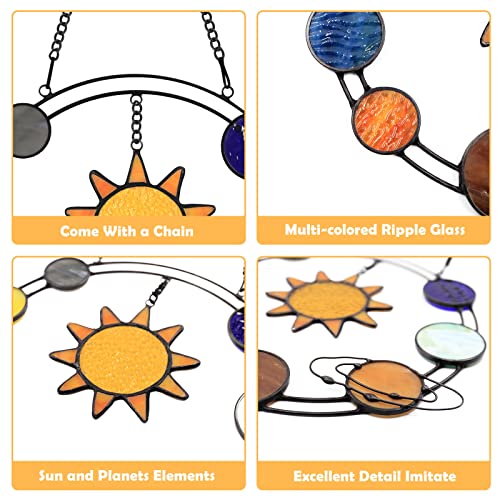 Solar System Suncatcher Stained Glass Window Hangings 9"x9.8" Galaxy