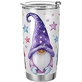 Kigai 20oz Tumbler Stainless Steel Double Wall Vacuum Insulated Tumbler Cup Travel Mug Coffee Cup with Lid, Straw and Cleaning Brush-Cute Gnomes