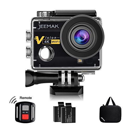 Jeemak Action Camera 4K 16MP WiFi Waterproof Sports Cam 30m Underwater Camcorder 170 Wide Angle Lens with Remote Control, 2 Batteries and 23 Accessories Kit Jeemak Action Camera 4K 16MP WiFi Waterproof Sports Cam 30m Underwater Camcorder 170 Wide Angle Lens with Remote Control, 2 Batteries and 23 Accessories Kit