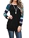 UMETINY Women's Cotton Knitted Long Sleeve Lightweight Tunic Sweatshirt Tops (XL, Black Blue)