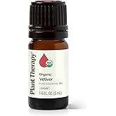 Plant Therapy Vetiver Organic Essential Oil 5 mL (1/6 oz) Pure, Undiluted, Therapeutic Grade