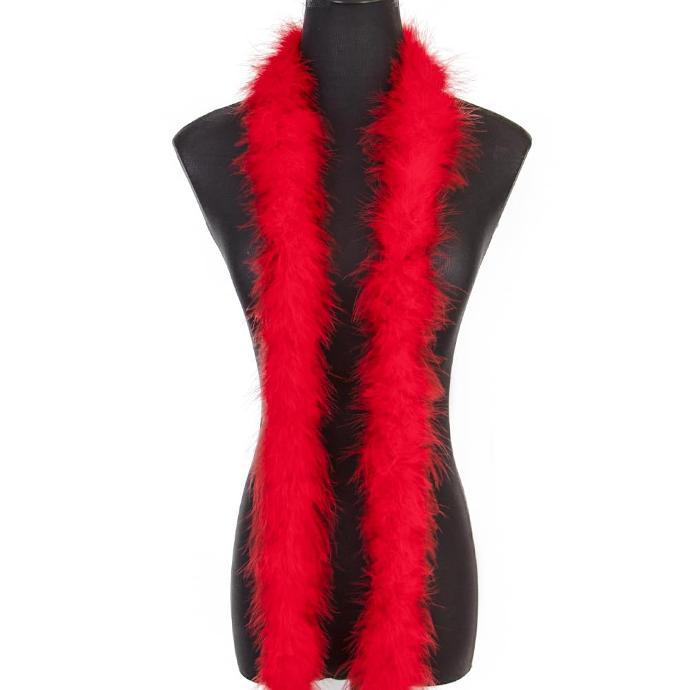 2 Yards 20G Fluffy Marabou Red Feather Boa for DIY Craft Sewing Trim Home Wedding Party Christmas Decoration — image 1