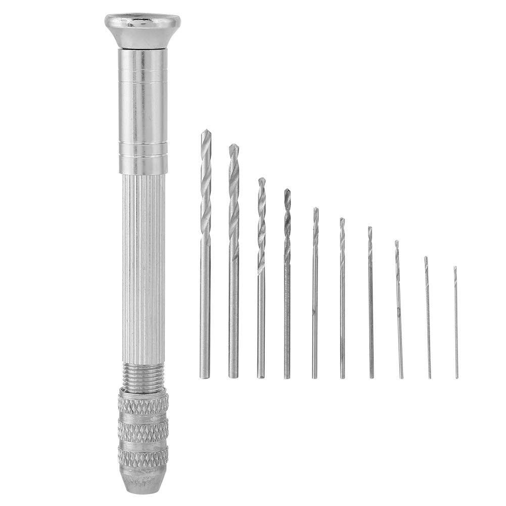 Hand Twist Drill with 10Pcs Drills Bits Punching Tool for Delicate Manual Work