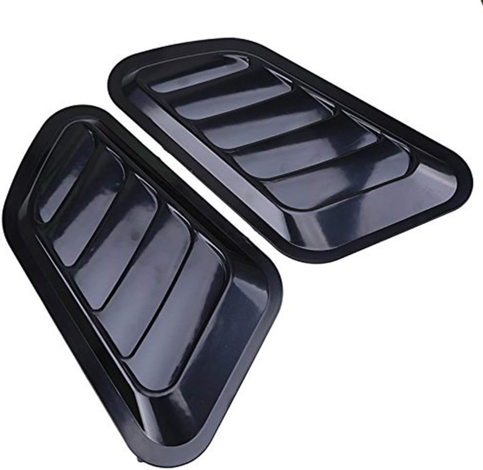 Custom Chrome Plated Decorative Air Flow Intake Turbo Bonnet Hood Side Vent Grille Cover Self-adhesive Stick On Your Car (Black)