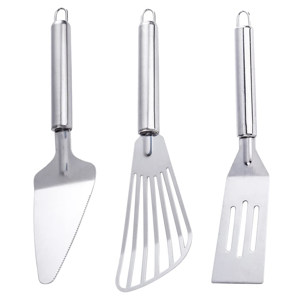 3 Pack Stainless Steel Fish Spatula Set Upgrade Metal Spatula Slotted Spatula Professional Kitchen Spatula Suitable for Cooking Barbecue