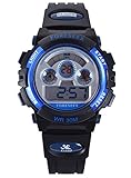 Water Resistant Digital Sports Wrist Watches for Ages 5-15 Kids Boy Girl with Back Light Blue FSX-519G