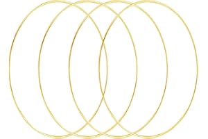 HOHIYA 20″ Metal Floral Hoop Rings 4 Pack 4mm Thick Gold Craft Hoops for Dream Catcher Macrame Wedding Wreath and DIY Wall Decor Durable Heavy Duty Craft Ring Set