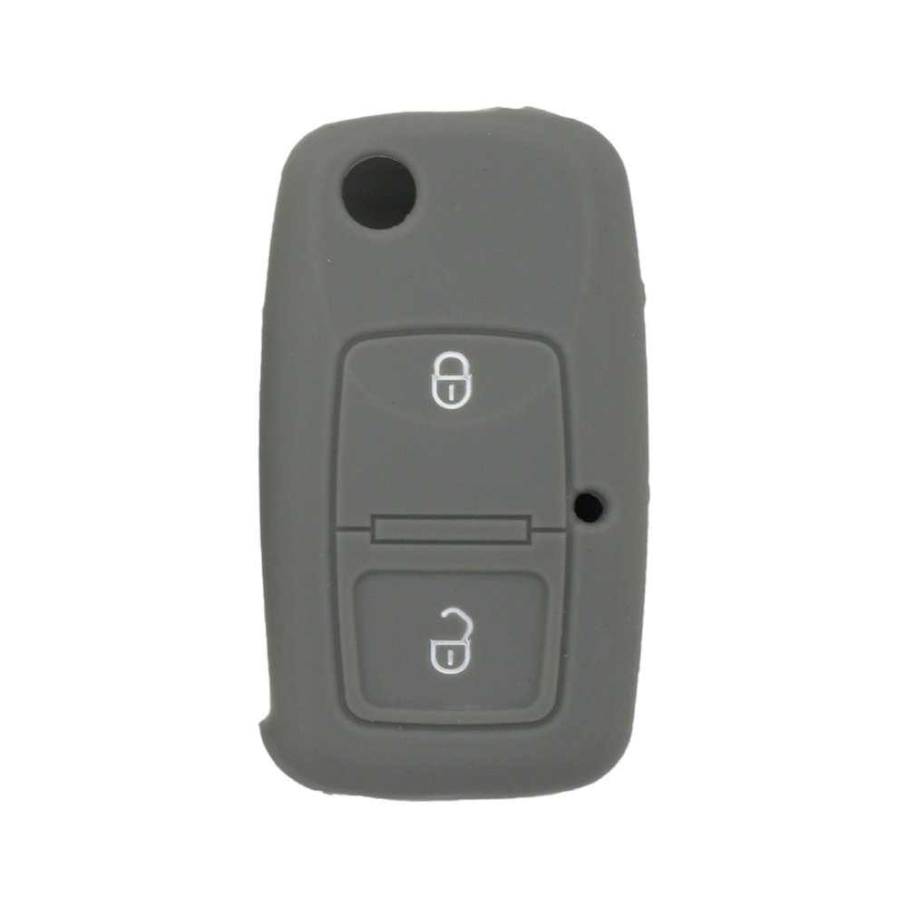 BROVACS Silicone Cover Protector Case Holder Skin Jacket Compatible with VOLKSWAGEN Passat Golf Bora Touran Polo 2 Button Flip Remote Key Fob CV9805 Grey