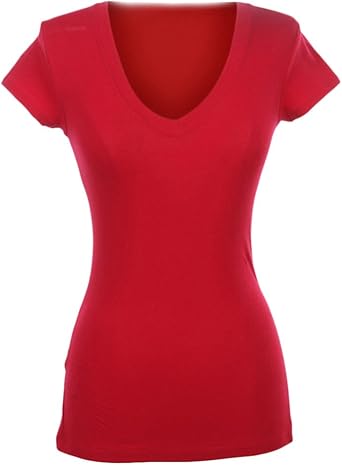 plain red v neck t shirt