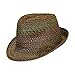 Boho Festival Straw Fedora Sun Hat in Olive, Brown and Rust Earth Tones, One Size