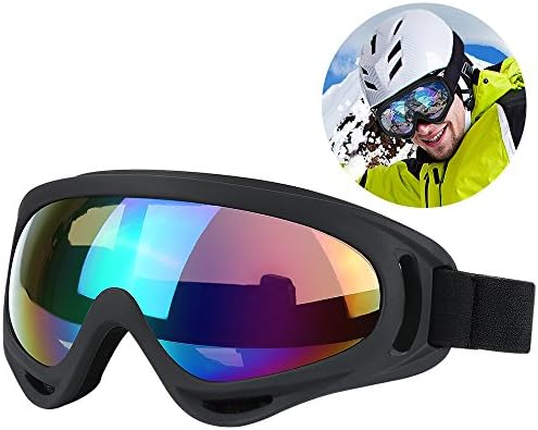 Ski Goggles SiFREE UV400 Protective with Windproof Dustproof Anti-shock Anti-Glare Lenses Skate Glasses for Ice-Skate Snowboard Snowmobile Bicycle Motorcycle (Multi Color / Black Frame)
