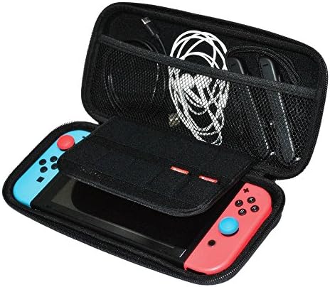 Carry Case for Nintendo Switch - Deluxe Hard Shell Travel Carrying Case, Pouch Case for Nintendo Switch Console &amp; Accessories, 19 Game Cartridge and 2 Micro SD Card Holders
