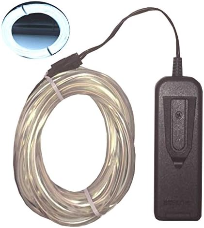 TDLTEK 9ft Neon Light El Wire(Diameter 5.0mm) with Battery pack, White