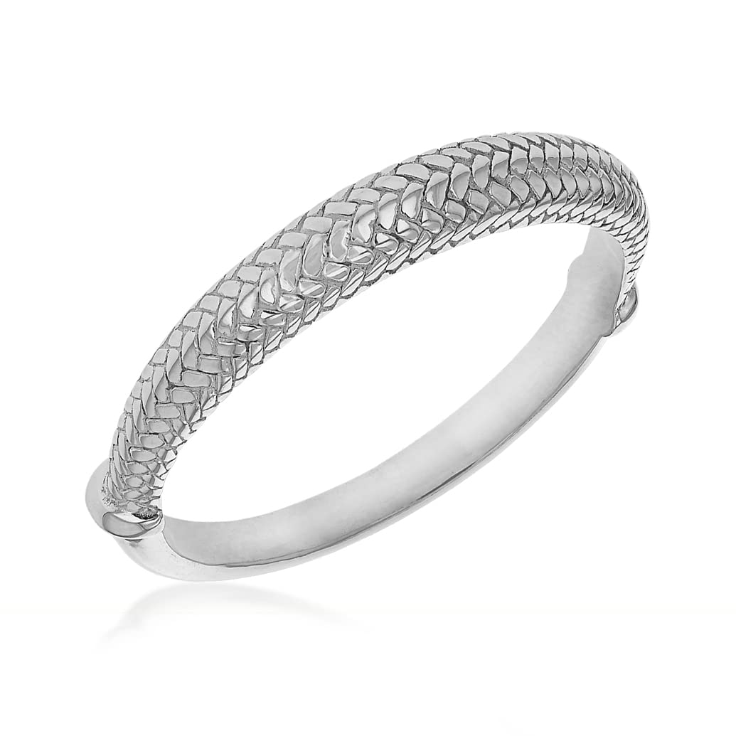 Tuscany Silver Women's Sterling Silver Half Woven Pattern Bangle