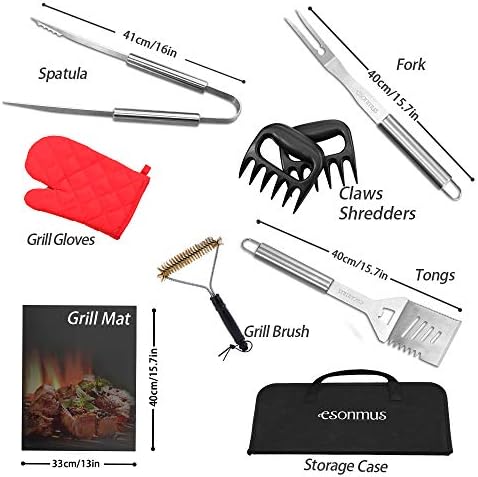 esonmus Kit Barbecue,7 Pcs Ensemble Ustensiles Barbecue en Acier Inoxydable avec Mallette,pour Grillade,Jardin Extérieur,Randonnée et Voyage,Idéal Cadeaux pour Homme Papa - Mes Grillades esonmus Kit Barbecue,7 Pcs Ensemble Ustensiles Barbecue en Acier Inoxydable avec Mallette,pour Grillade,Jardin Extérieur,Randonnée et Voyage,Idéal Cadeaux pour Homme Papa