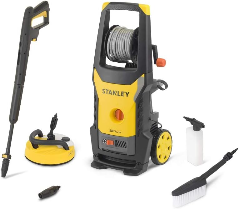 STANLEY SXPW22PE High Pressure Washer with Patio Cleaner Deluxe and Fixed Brush (2200 W, 150 bar